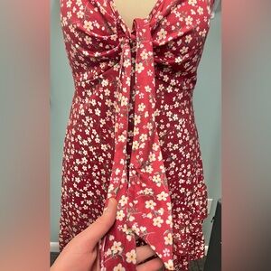 Red Midi floral dress, Size Large